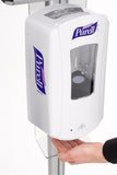 11 x 17 Menu Floor Stand, Snap Open, Purell Hand Sanitizer Dispenser - Silver 119094