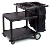 42" Janitorial Cart, 2 Shelves & Nylon Trash Bag - Black 119112