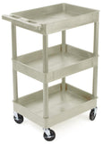 40" Plastic Utility Cart, 3 Trays - Beige 119116