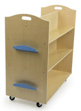 3-Tiered Children's Book Cart Display for Floor, Double Sided, Wood - Natural 119163