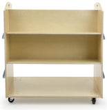 3-Tiered Children's Book Cart Display for Floor, Double Sided, Wood - Natural 119163