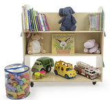 3-Tiered Children's Book Cart Display for Floor, Double Sided, Wood - Natural 119163
