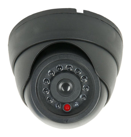 Fake Dome Security Camera, Rotates, Tilts, Locks in Place LED Blinking Light - Black 119303