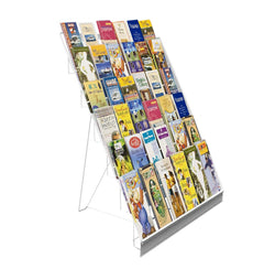 6-Tiered Wire Display Rack for Tabletops, 2.5" Open Shelves, with Header - White 119356