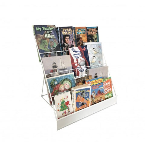 4 Tiered Wire Display Rack Literature Brochure Magazine Stand Book Tabletop Rack 119362-WHITE