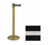 38_Brass_Stanchion_Post_with_7.5'_Retractable_Belt_ _Black_w/_White_Stripe