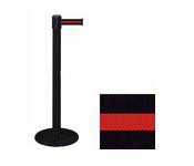 38_Black_Stanchion_Post_with_7.5'_Retractable_Belt_ _Black_w/_Red_Stripe_119424