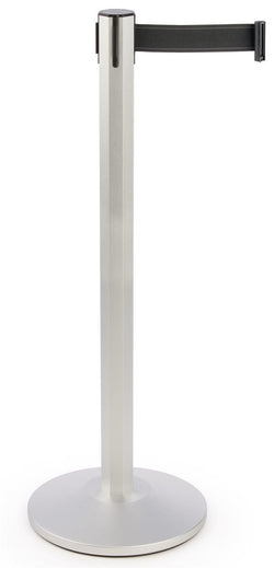 40 1/4_Silver_Stanchion_Post_with_9.5'_Black_Retractable_Belt_119441