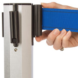 40 1/4_Silver_Stanchion_Post_with_9.5'_Blue_Retractable_Belt_119442