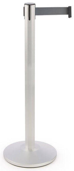 40 1/4_Silver_Stanchion_Post_with_9.5'_Gray_Retractable_Belt_119443