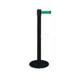 38_Black_Stanchion_Post_with_13'_Retractable_Belt_ _Green_119457