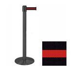 38_Wrinkle_Black_Stanchion_Post_w/_13'_Retractable_Belt_ _Black_w/_Red_Stripe