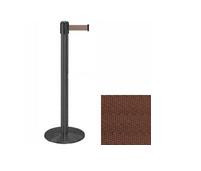 38_Wrinkle_Black_Stanchion_Post_w/_13'_Retractable_Belt_ _Brown_119465
