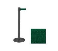 38_Wrinkle_Black_Stanchion_Post_w/_13'_Retractable_Belt_ _Dark_Green_119466