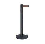 39_Wrinkle_Black_Stanchion_Post_with_7.5'_Retractable_Belt_ _Brown_119486