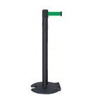 39_Wrinkle_Black_Stanchion_Post_with_7.5'_Retractable_Belt_ _Green_119487