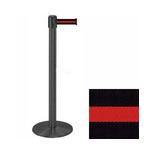 Wrinkle Black Stanchion Post with 7.5' Retractable Belt   Black w/ Red Stripe