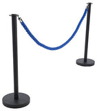 Set of (2) 39" Black Stanchion Posts with 6.5' Twisted Blue Rope 119503