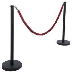Set_of_(2)_39_Black_Stanchion_Posts_with_6.5'_Twisted_Red_Rope_119504