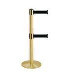 38_Brass_Stanchion_Post_with_(2)_7.5'_Retractable_Belts_ _Black_119524