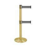 38_Brass_Stanchion_Post_with_(2)_7.5'_Retractable_Belts_ _Black_w/_White_Stripe
