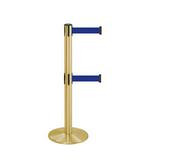 38_Brass_Stanchion_Post_with_(2)_7.5'_Retractable_Belts_ _Blue_119527