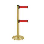 38_Brass_Stanchion_Post_with_(2)_7.5'_Retractable_Belts_ _Red_119534