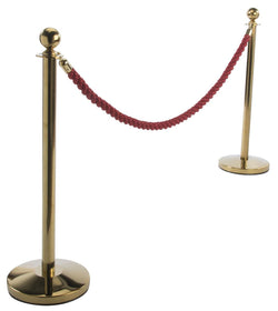 Set_of_(2)_39.5_Brass_Stanchion_Posts_with_Red_Twisted_Nylon_Rope_119543