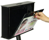 Key Drop Box with 11 x 7.5 Sign Holder, Lock & Floor Stand - Black 119575