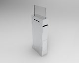 Metal Ballot Box w/ Side Pockets, Lock & 17 x 11 Header, Floorstanding - Matte Grey Unique Lock/Keys