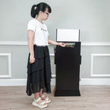 Black Metal Ballot Box w/Side Pockets, Lockable, 17 x 8.7 Header, Floorstanding  119578-BLK