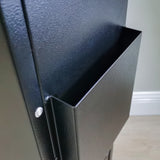 Black Metal Ballot Box w/Side Pockets, Lockable, 17 x 8.7 Header, Floorstanding  119578-BLK