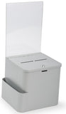 Locking Metal Ballot Box w/ 8.5" x 11" Acrylic Header, Wall or Countertop - Silver 119587