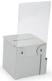 Locking Metal Ballot Box w/ 8.5" x 11" Acrylic Header, Wall or Countertop - Silver 119587