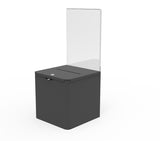 Locking Metal Ballot Box w/ 8.5" x 11" Acrylic Header, Wall or Countertop - Black 119588
