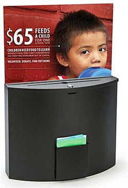 Locking Metal Ballot Box w/ 17" x 11" Header for Wall or Countertop - Black 119592