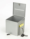 Metal Ballot Box w/ Side Pocket, Pen & Lock, Wall or Countertop - Silver 119593
