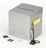 Metal Ballot Box w/ Side Pocket, Pen & Lock, Wall or Countertop - Silver 119593