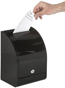 Metal Ballot Box with Lock, Wall Mount or Countertop, Curved Front Design