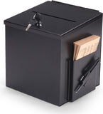 Metal Ballot Box w/ Side Pocket, Pen & Lock, Wall or Countertop - Black 119597