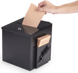 Metal Ballot Box w/ Side Pocket, Pen & Lock, Wall or Countertop - Black 119597