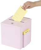 Metal Ballot Box w/ Side Pocket, Pen & Lock, Wall or Countertop - Pink 119598
