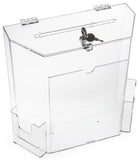 Acrylic Ballot Box w/ 8.5” x 11” Frame, Lock & 2 Pockets, Wall or Tabletop – Clear 119600