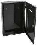 Metal Ballot Box w/ Lock, Wall Mount, Front Slot & Swing Open Door - Black 119603