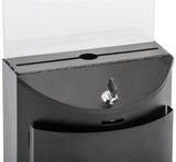 Metal Ballot Box w/ Lock & 8.5" x 11" Acrylic Header, Wall or Countertop - Black 119604