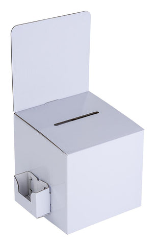 7PK Cardboard Ballot Box with Removable Header & Side Pocket - White 1 –  FixtureDisplays