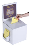 7PK Cardboard Ballot Box with Removable Header & Side Pocket - White 119612