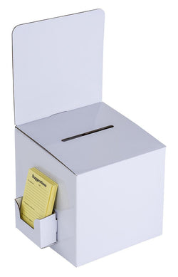 7PK Cardboard Ballot Box with Removable Header & Side Pocket - White 119612