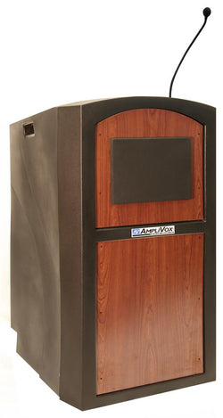 Podium with Wheels for Floor with Built in Wireless Sound System   Cherry 119658