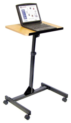 Laptop Stand for Floor, Adjustable Height, with Locking Wheels   Oak 119682